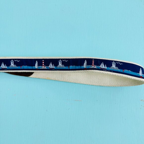 Nautical Sailboat Lighthouse Belt Size 40" Coastal Grandma New England Belt Boat - Picture 5 of 9